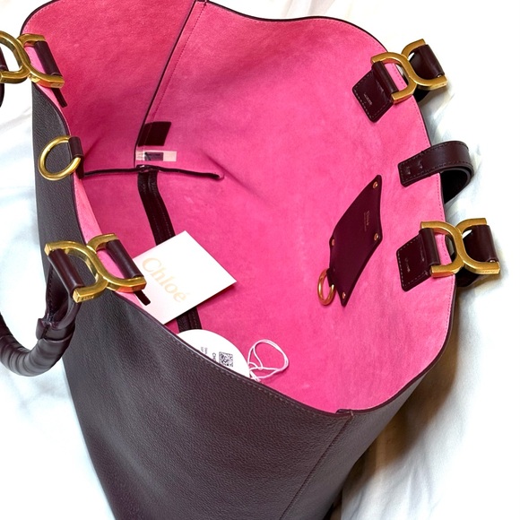 NWT & Dust Bag Rare Purple Leather- Chloe Marcie Tote - Picture 2 of 7